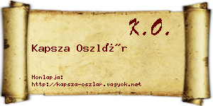 Kapsza Oszlár névjegykártya